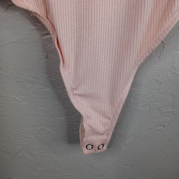 1. State Ribbed Ruffle Bodysuit in peach - Picture 5 of 8